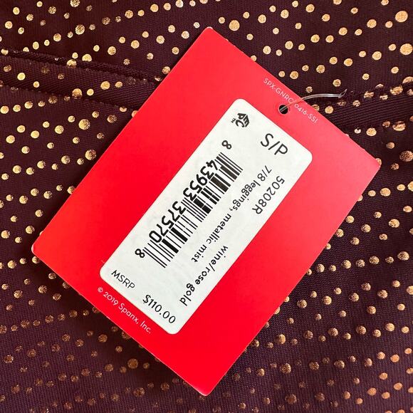 Spanx | NWT Size S Sara Blakely Leggings Metallic Mist 1wine Rose Gold - Picture 14 of 16
